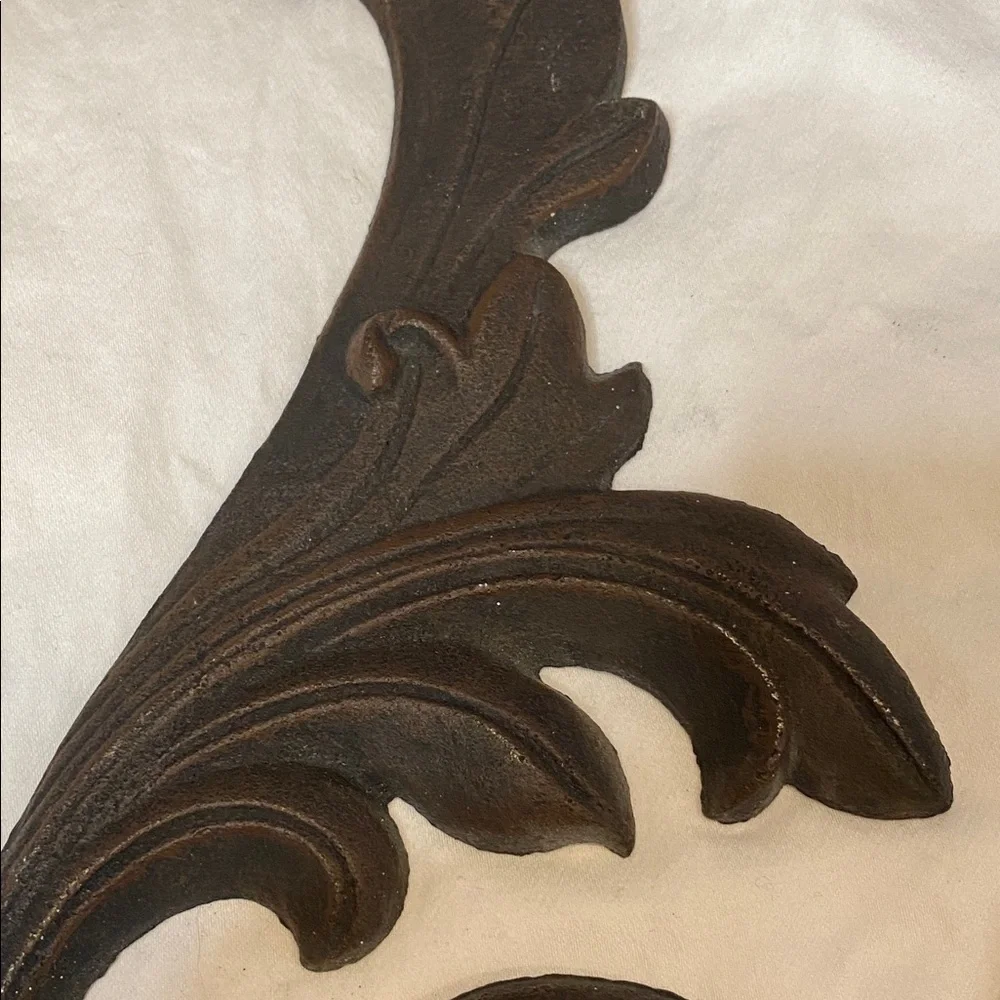 Set of 3 Vintage Dark  Brown Swirl Cast Iron Wall Decor Set. Each one 1.6 lbs.